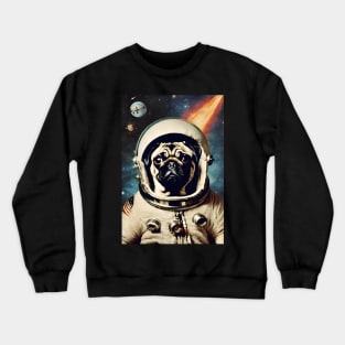 Cute Pug Astronaut in Space Surreal Collage Vintage Art Crewneck Sweatshirt